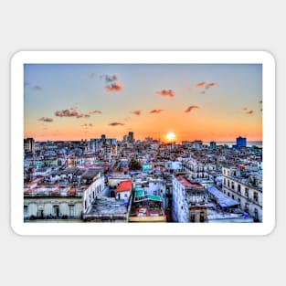 Cuban Rooftops Sunset, Havana, Cuba Sticker